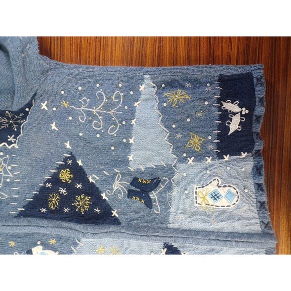 Vintage Studio Fa La La Sweater/Jacket Zip-Up Embroidered Christmas Holiday Fun - Picture 7 of 16